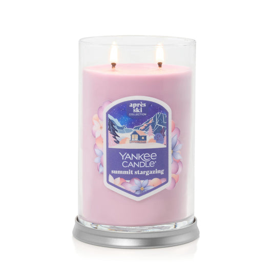 lit large tumbler candle in summit stargazing