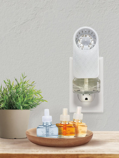 moroccan scentplug fans in socket with range of scent refills