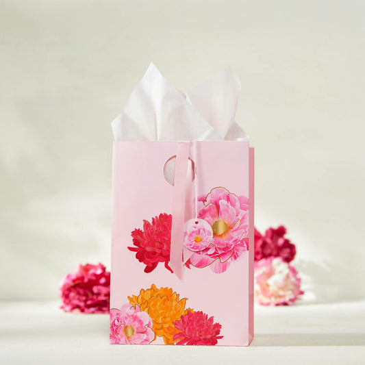 Pink Peony Floral Gift Bag