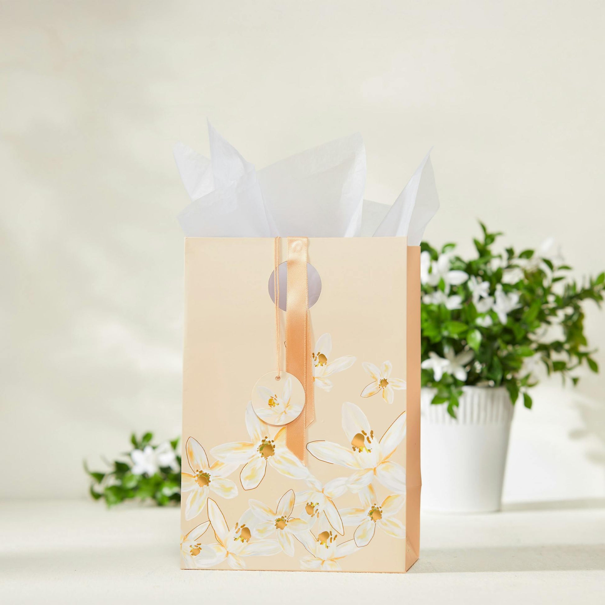 Peach Jasmine Floral Gift Bag