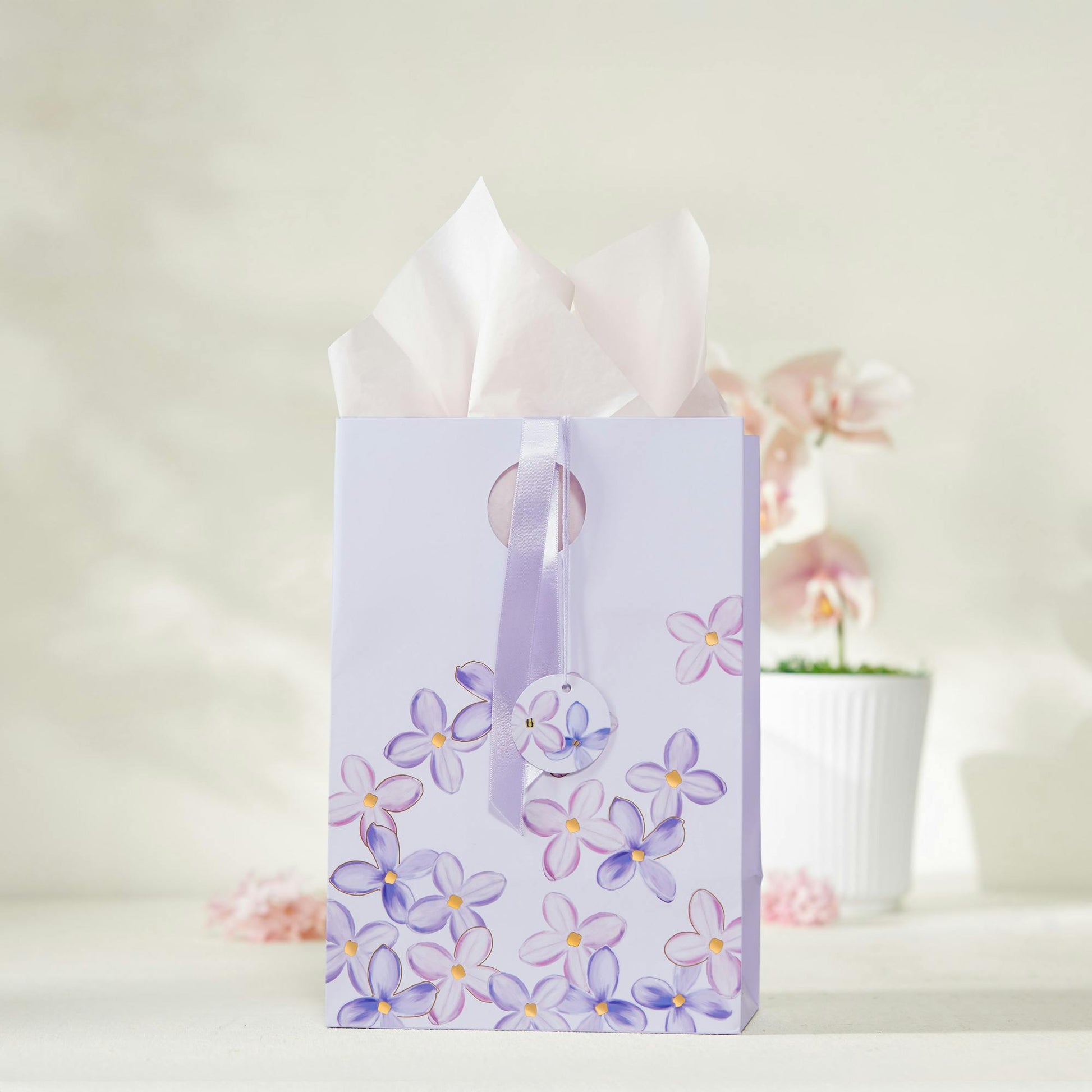 Purple Lilac Floral Gift Bag